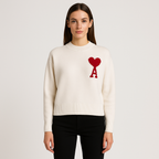 Pull Femme Oversized Logo Cœur Tricot Encolure Ronde Streetwear Casual - Hiverline