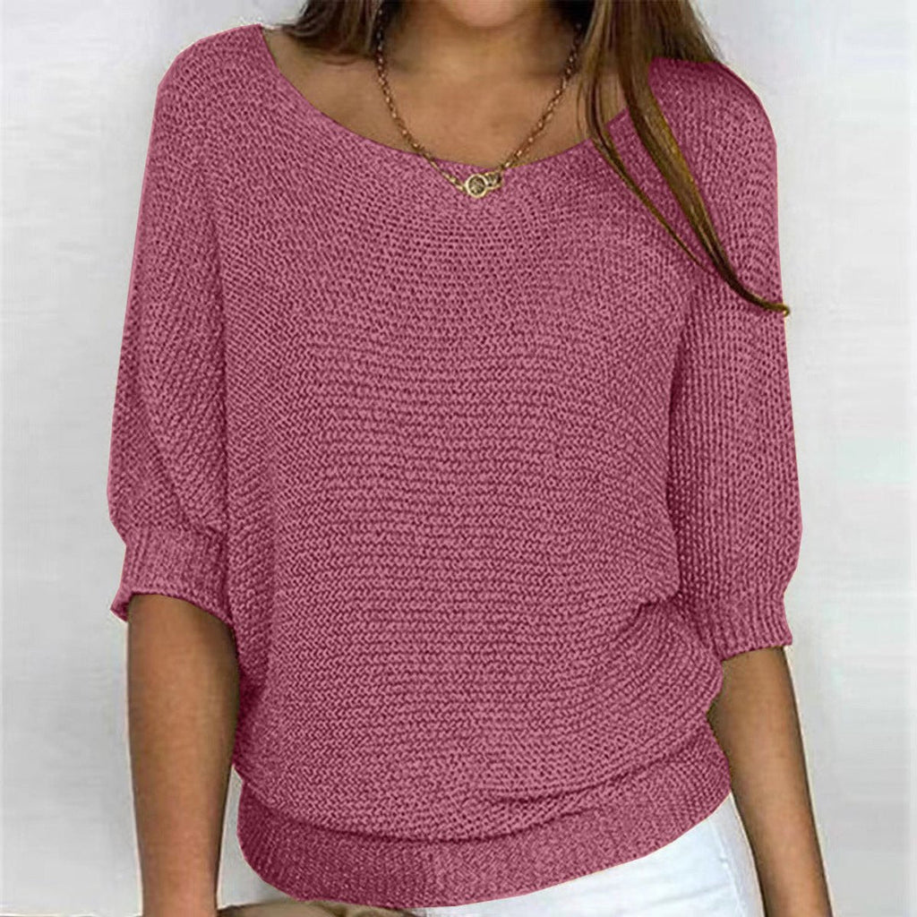 Pull Femme Tricot Manches Chauve-Souris Col V Décontracté Casual - Hiverline