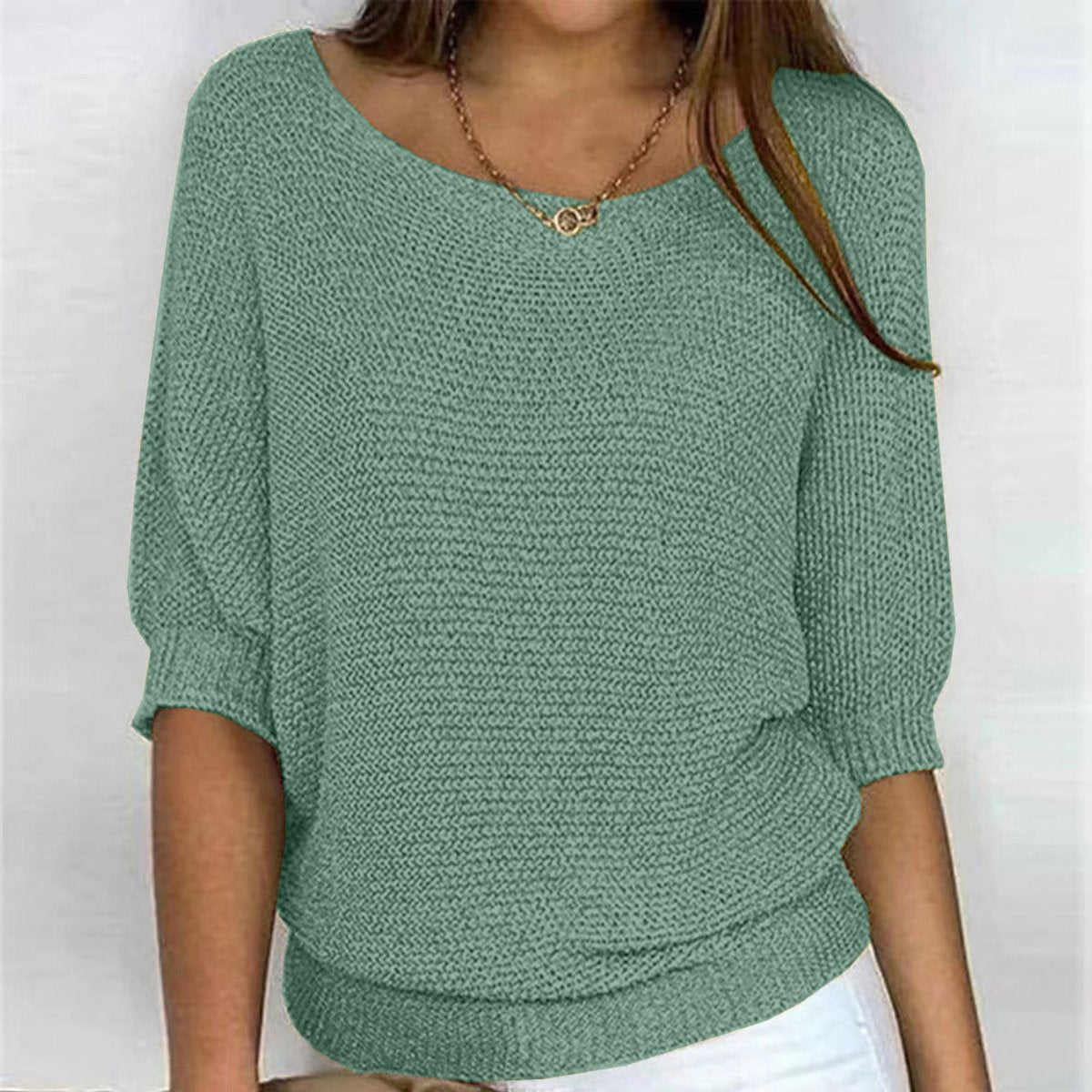 Pull Femme Tricot Manches Chauve-Souris Col V Décontracté Casual - Hiverline