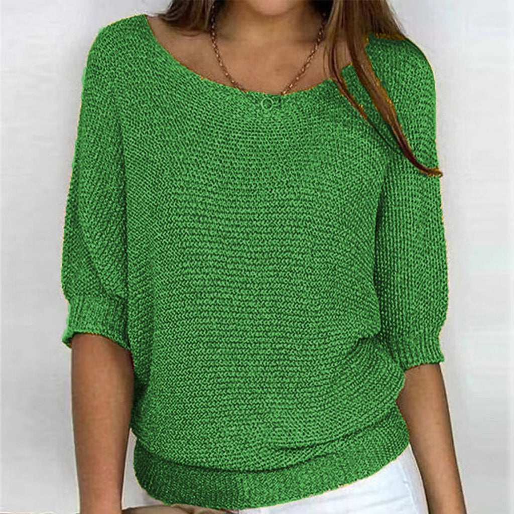 Pull Femme Tricot Manches Chauve-Souris Col V Décontracté Casual - Hiverline