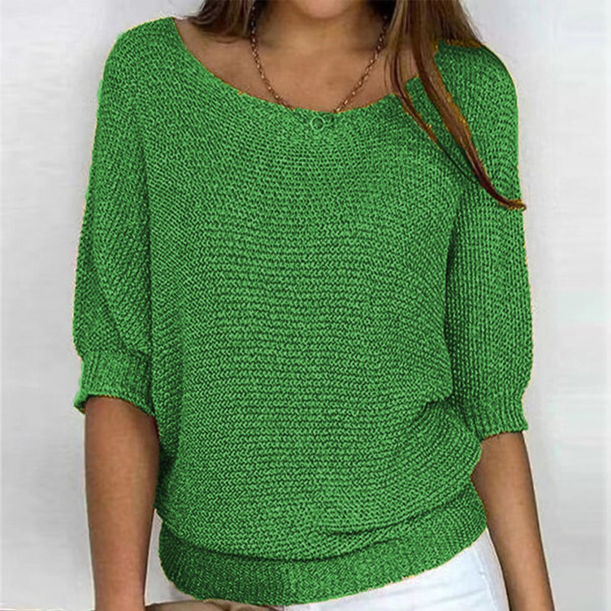 Pull Femme Tricot Manches Chauve-Souris Col V Décontracté Casual - Hiverline