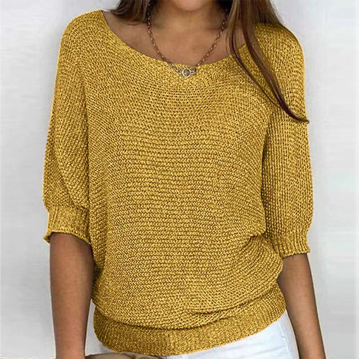 Pull Femme Tricot Manches Chauve-Souris Col V Décontracté Casual - Hiverline