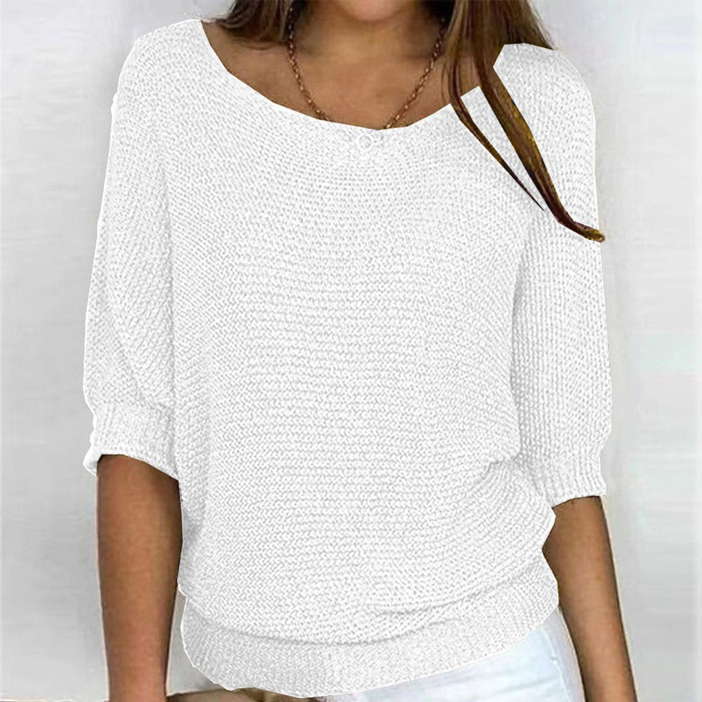 Pull Femme Tricot Manches Chauve-Souris Col V Décontracté Casual - Hiverline