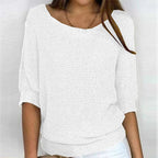 Pull Femme Tricot Manches Chauve-Souris Col V Décontracté Casual - Hiverline