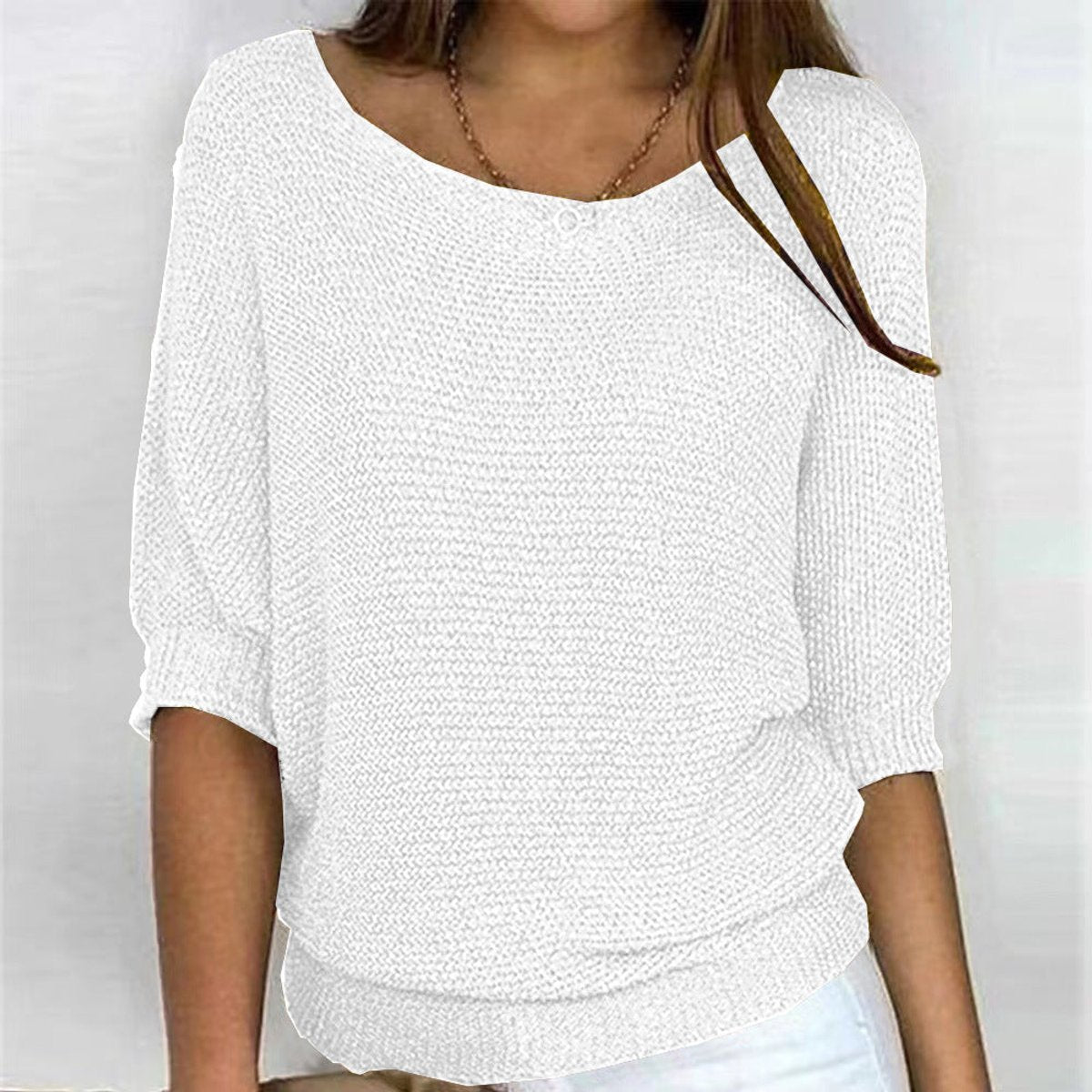 Pull Femme Tricot Manches Chauve-Souris Col V Décontracté Casual - Hiverline