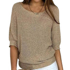 Pull Femme Tricot Manches Chauve-Souris Col V Décontracté Casual - Hiverline