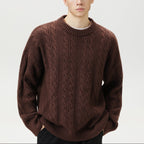 Pull Homme Torsadé Col Rond Oversize Manches Longues - Hiverline