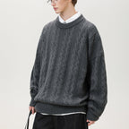 Pull Homme Torsadé Col Rond Oversize Manches Longues - Hiverline