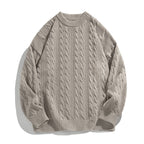 Pull Homme Torsadé Col Rond Oversize Manches Longues - Hiverline