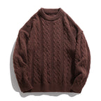 Pull Homme Torsadé Col Rond Oversize Manches Longues - Hiverline
