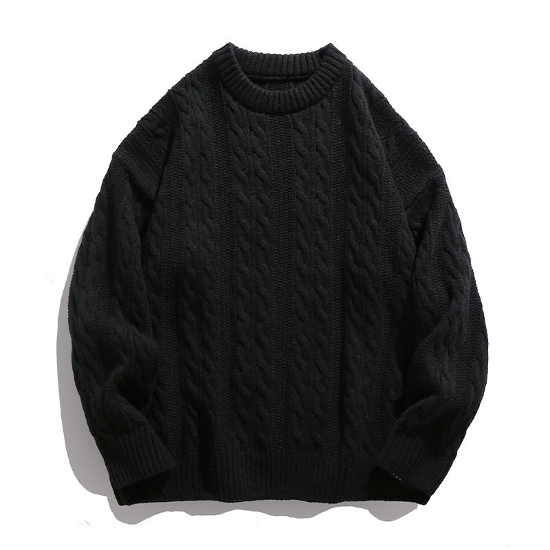 Pull Homme Torsadé Col Rond Oversize Manches Longues - Hiverline