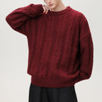 Pull Homme Torsadé Col Rond Oversize Manches Longues - Hiverline