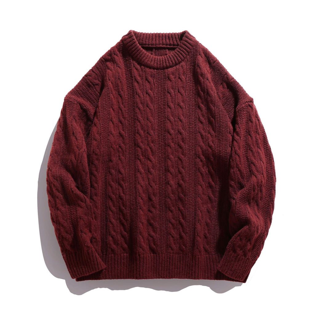 Pull Homme Torsadé Col Rond Oversize Manches Longues - Hiverline