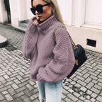 Pull Oversize Col Roulé Femme Tricoté Épais Casual Automne Hiver - Hiverline