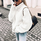 Pull Oversize Col Roulé Femme Tricoté Épais Casual Automne Hiver - Hiverline