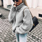 Pull Oversize Col Roulé Femme Tricoté Épais Casual Automne Hiver - Hiverline