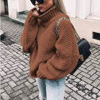 Pull Oversize Col Roulé Femme Tricoté Épais Casual Automne Hiver - Hiverline