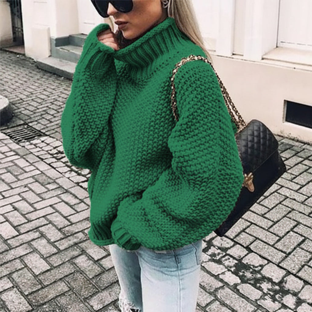 Pull Oversize Col Roulé Femme Tricoté Épais Casual Automne Hiver - Hiverline