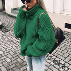 Pull Oversize Col Roulé Femme Tricoté Épais Casual Automne Hiver - Hiverline