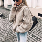 Pull Oversize Col Roulé Femme Tricoté Épais Casual Automne Hiver - Hiverline