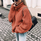 Pull Oversize Col Roulé Femme Tricoté Épais Casual Automne Hiver - Hiverline