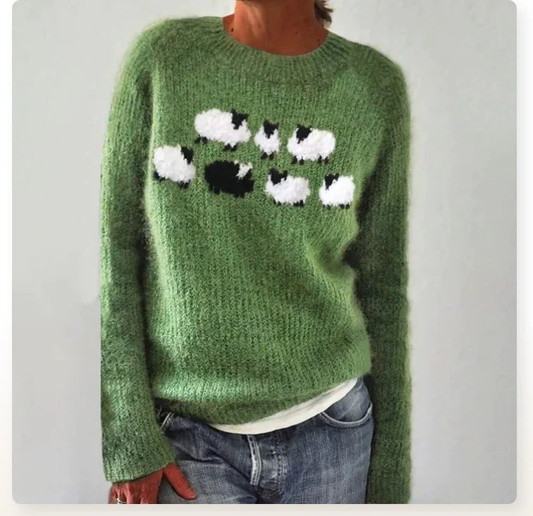 Pull Tricoté Femme Col Bateau Rayures Multicolores Rétro Oversize Manches Longues - Hiverline
