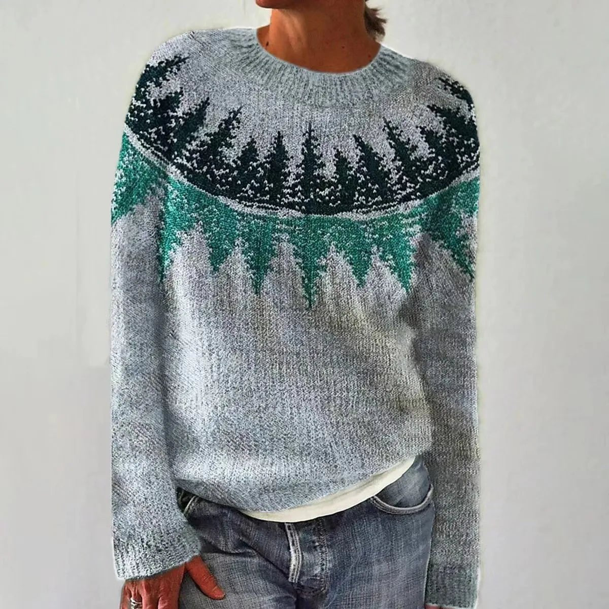 Pull Tricoté Femme Col Bateau Rayures Multicolores Rétro Oversize Manches Longues - Hiverline