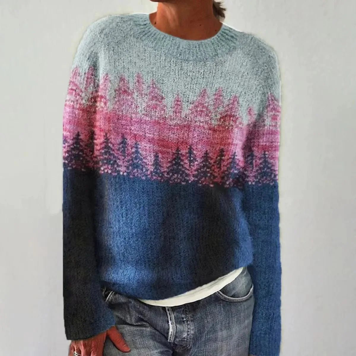 Pull Tricoté Femme Col Bateau Rayures Multicolores Rétro Oversize Manches Longues - Hiverline