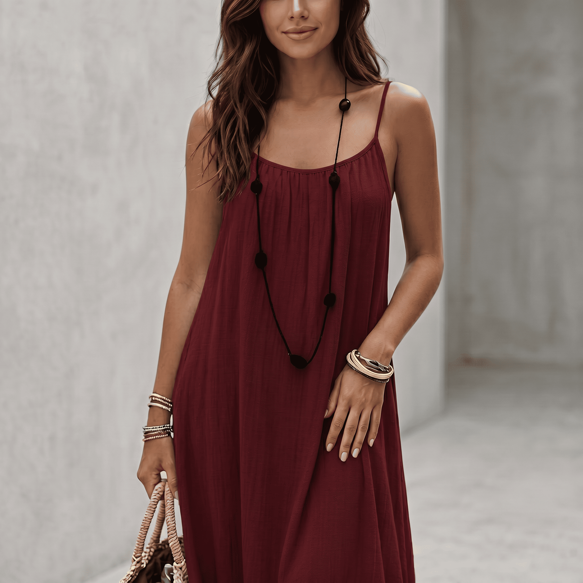 Robe Femme Dos Nu Longue Soirée Estivale Bretelles Fines Décontractée - Hiverline