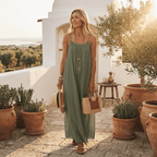 Robe Femme Dos Nu Longue Soirée Estivale Bretelles Fines Décontractée - Hiverline