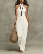 Robe longue femme col halter croisé drapé dos nu maxi - Hiverline