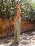 Robe Longue Femme Épaule Asymétrique Fente Latérale Soirée Mariage Invitée - Hiverline