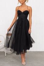 Robe Midi Corset Femme à Jupe en Tulle & Bretelles Spaghetti | Mariage Invitée Été - Hiverline