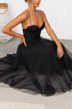 Robe Midi Corset Femme à Jupe en Tulle & Bretelles Spaghetti | Mariage Invitée Été - Hiverline