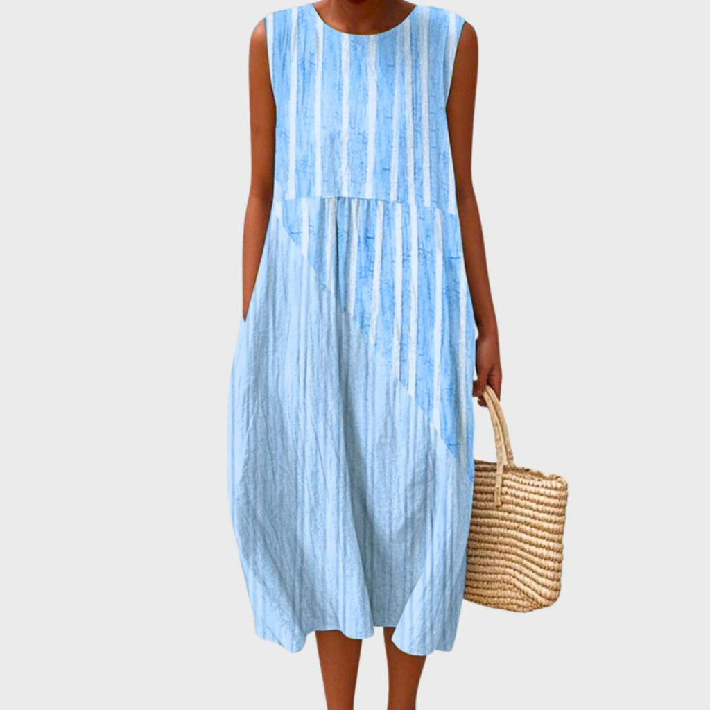 Robe Midi Sans Manches à Carreaux Femme Décontractée Été Plage - Hiverline
