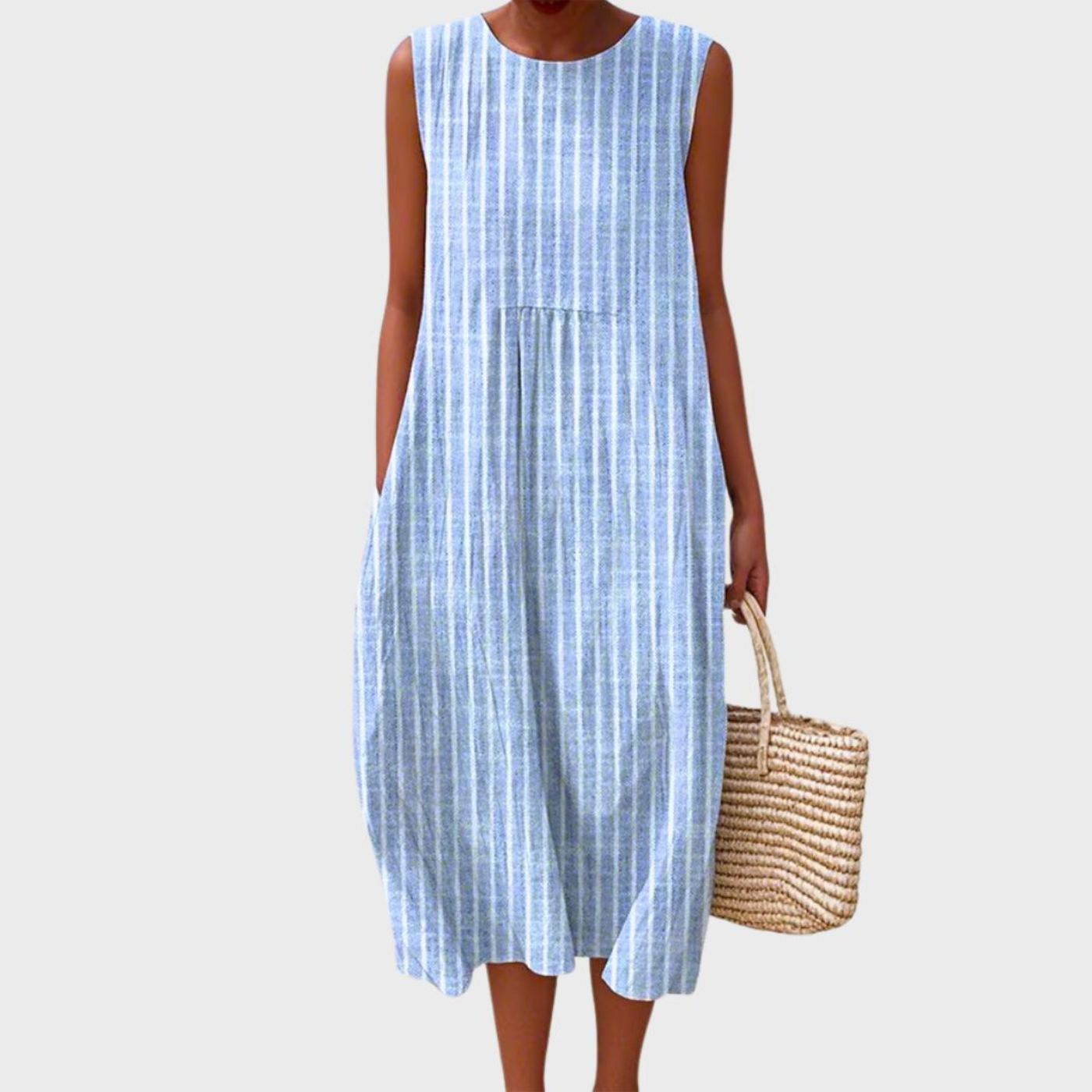 Robe Midi Sans Manches à Carreaux Femme Décontractée Été Plage - Hiverline