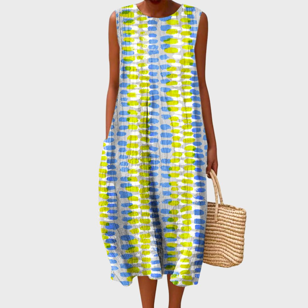 Robe Midi Sans Manches à Carreaux Femme Décontractée Été Plage - Hiverline