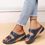 Sandales Compensées à Enfiler Femme Double Bride à Boucle Plateforme Casual Été Marche - Hiverline