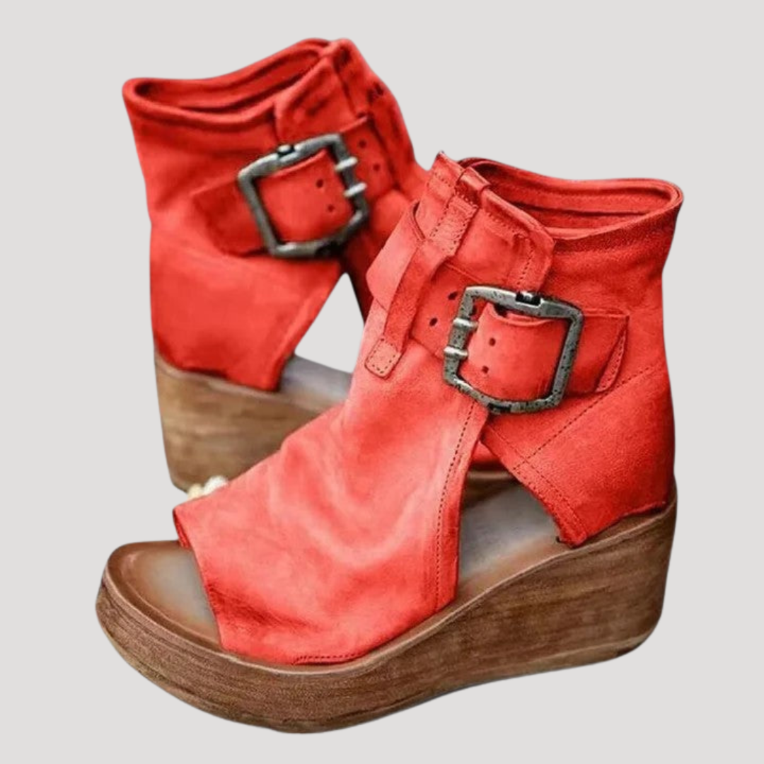 Sandales Compensées Femme Montantes Bout Ouvert à Boucles - Hiverline