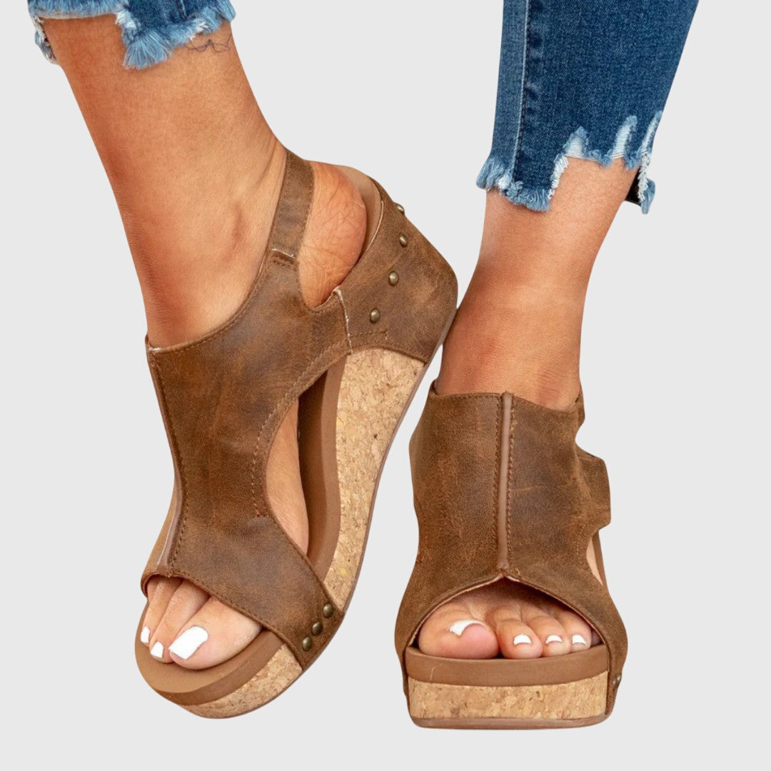 Sandales Compensées Femme Semelle Rembourrée Boucle Réglable Casual Été - Hiverline