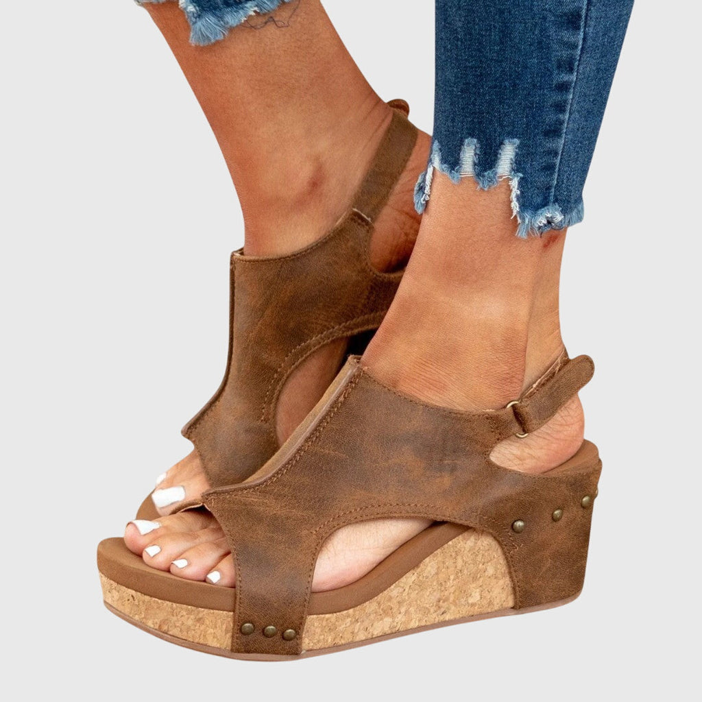Sandales Compensées Femme Semelle Rembourrée Boucle Réglable Casual Été - Hiverline