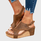 Sandales Compensées Femme Semelle Rembourrée Boucle Réglable Casual Été - Hiverline