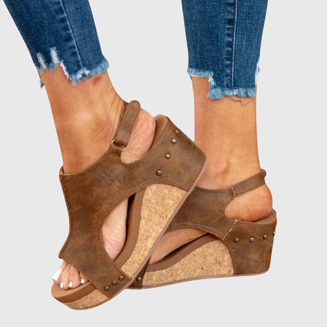 Sandales Compensées Femme Semelle Rembourrée Boucle Réglable Casual Été - Hiverline