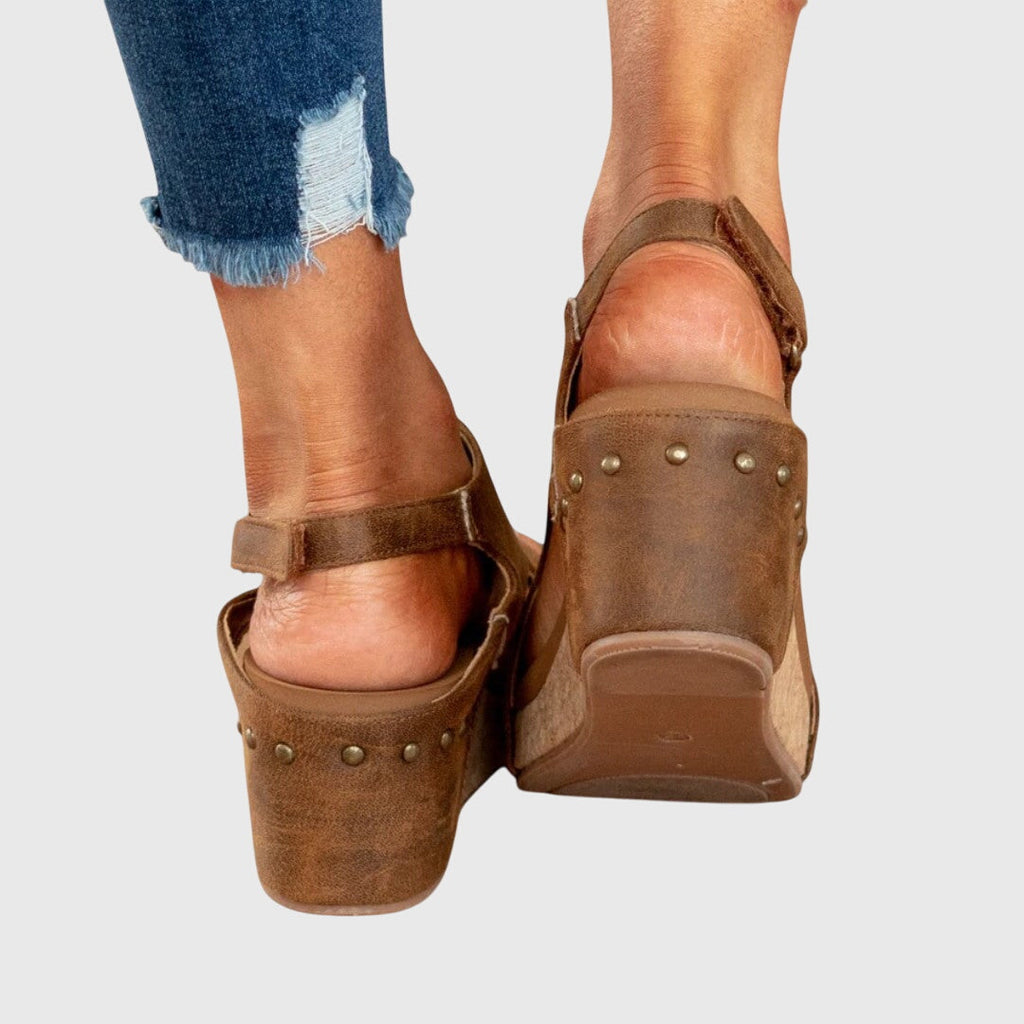 Sandales Compensées Femme Semelle Rembourrée Boucle Réglable Casual Été - Hiverline