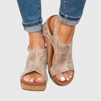 Sandales Compensées Femme Semelle Rembourrée Boucle Réglable Casual Été - Hiverline