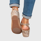 Sandales Compensées Femme Semelle Rembourrée Boucle Réglable Casual Été - Hiverline