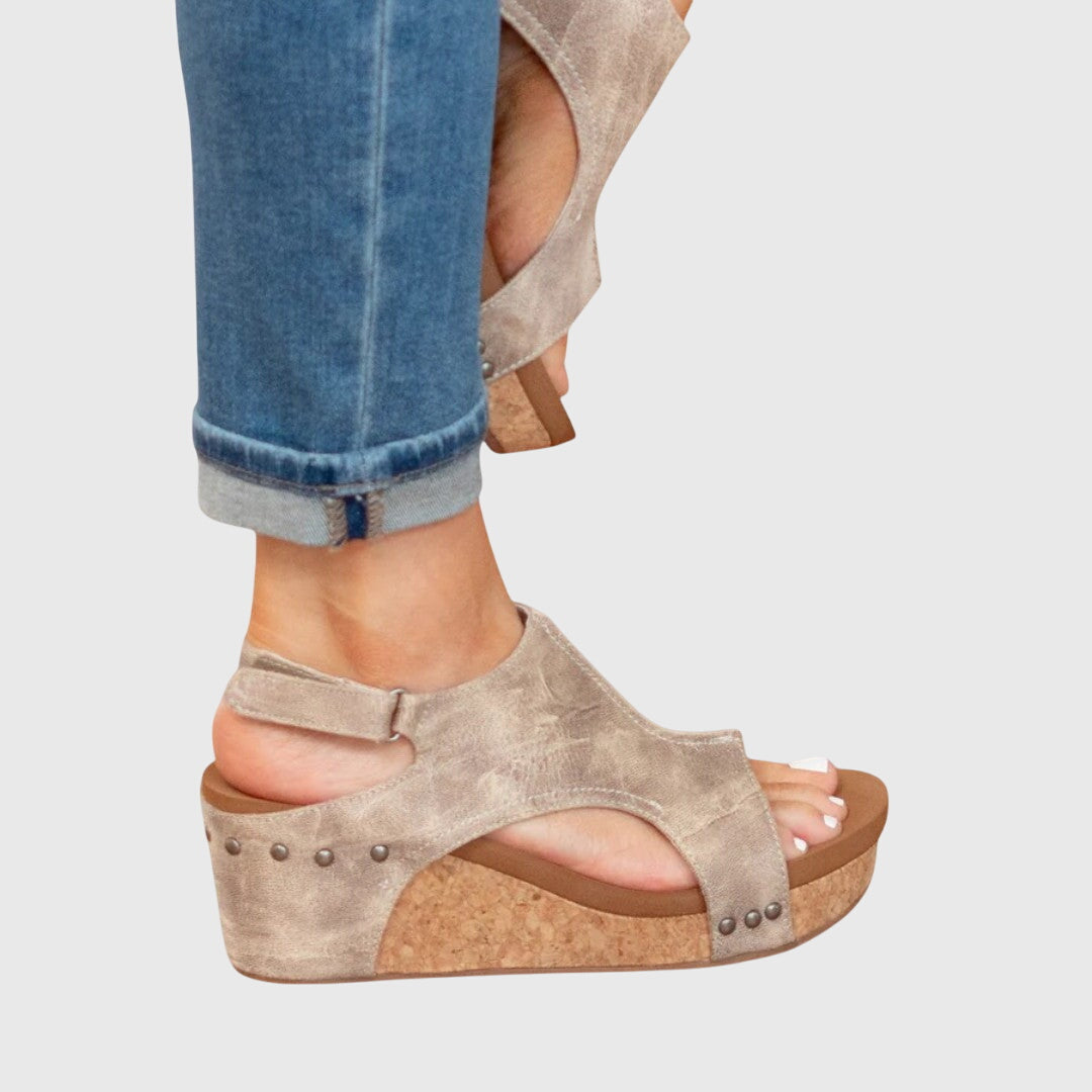 Sandales Compensées Femme Semelle Rembourrée Boucle Réglable Casual Été - Hiverline