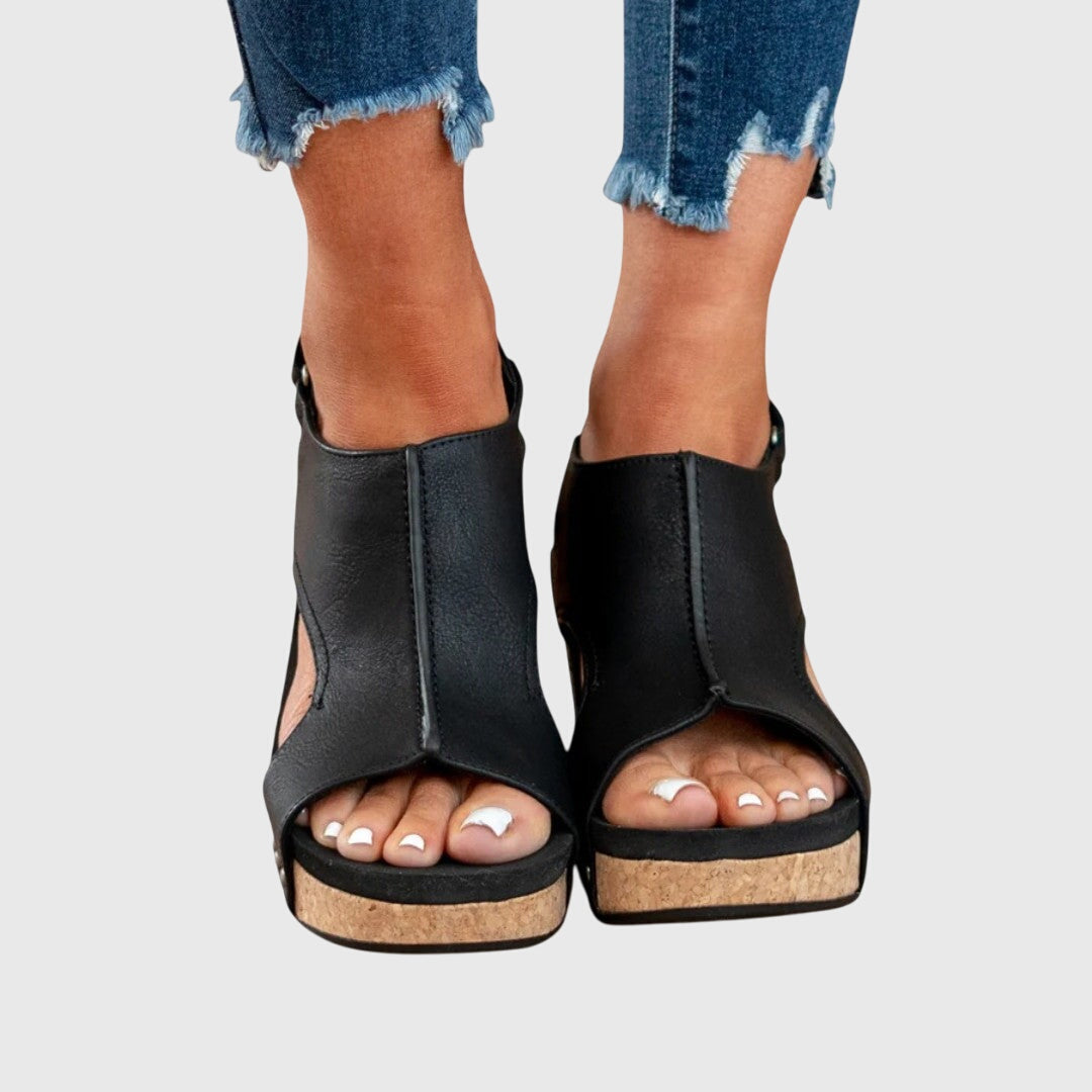 Sandales Compensées Femme Semelle Rembourrée Boucle Réglable Casual Été - Hiverline