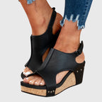 Sandales Compensées Femme Semelle Rembourrée Boucle Réglable Casual Été - Hiverline