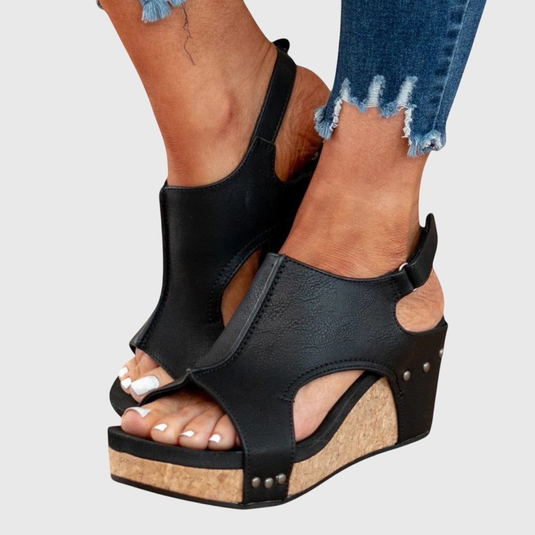 Sandales Compensées Femme Semelle Rembourrée Boucle Réglable Casual Été - Hiverline